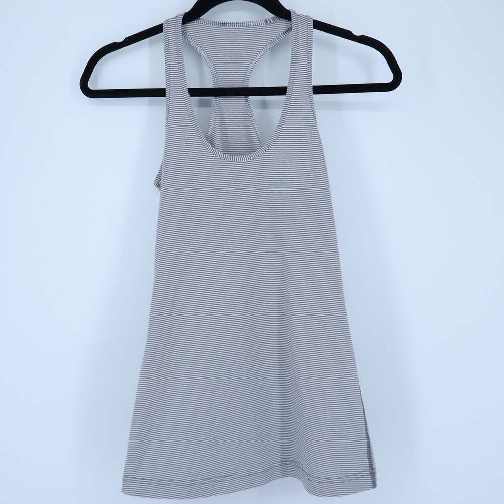 Lululemon Cool Racerback Tank Tonka Stripe Heathered Slate White Women's 4